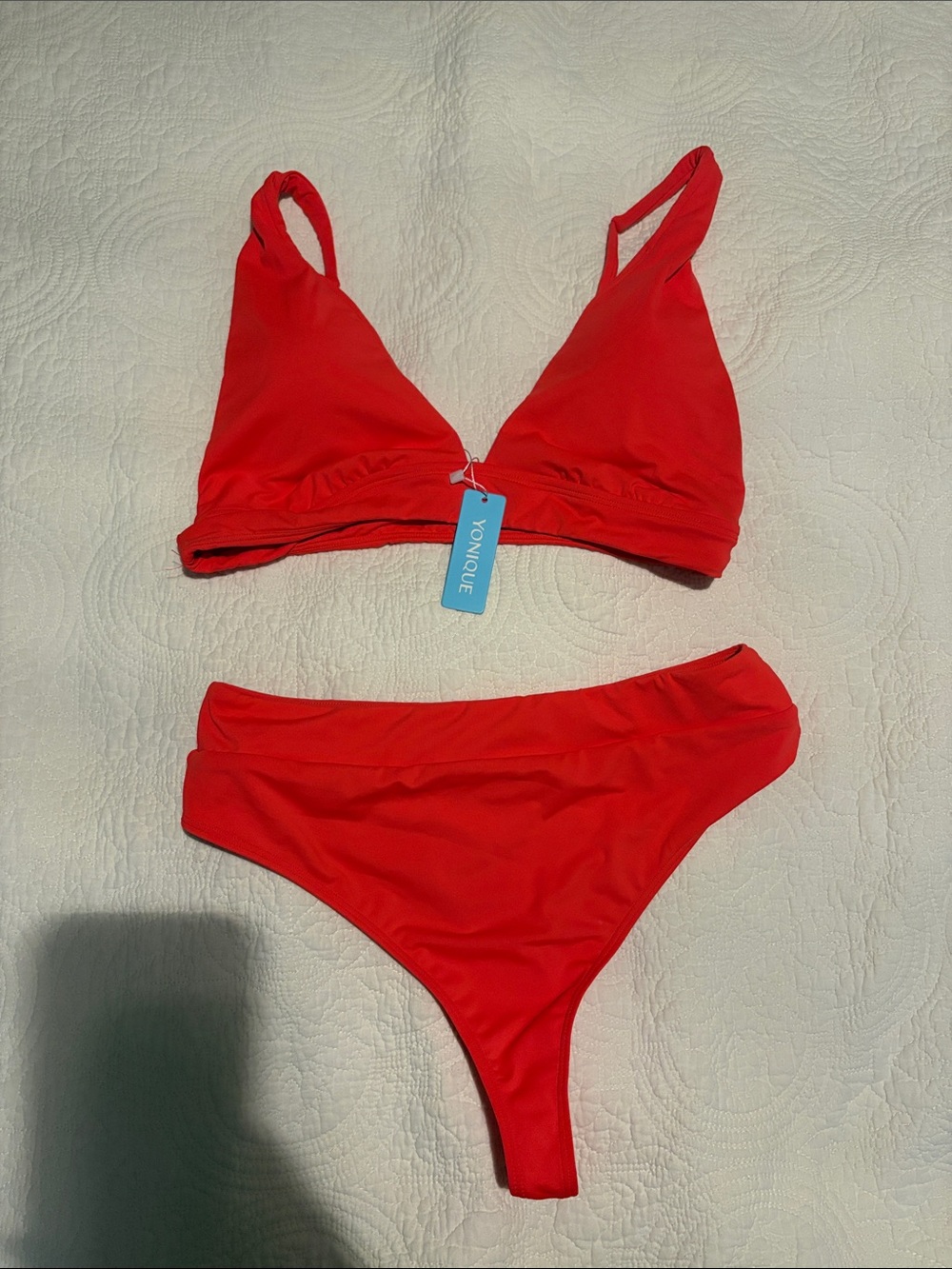 Younique Bright Red Triangle Thong Bikini Set